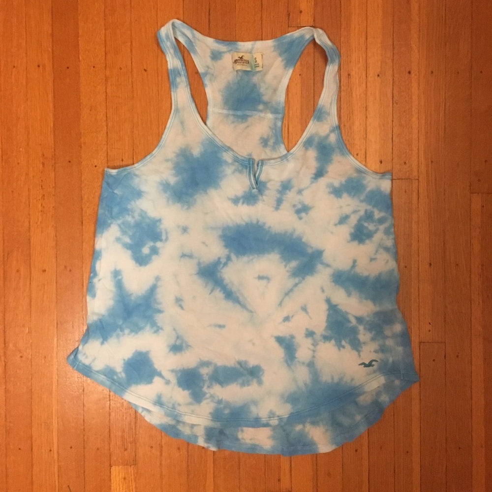 Blue and White Tie Dye Hollister Tank Top